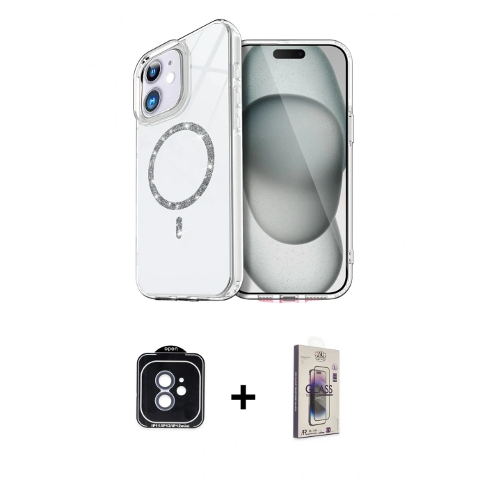 MARSİLYAN™- iPhone 11 Kılıf Kıvılcım Form Prime - Siyah Bilvis 3D Cam Ekran Koruyucu + PVD Metal Kamera Lens - MI