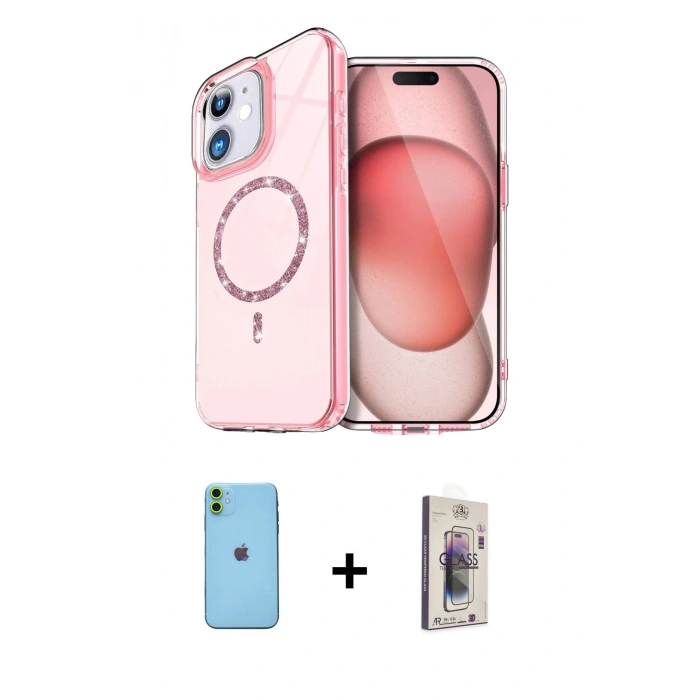 MARSİLYAN™- iPhone 11 Kılıf Kıvılcım Form Prime - Siyah Bilvis 3D Cam Ekran Koruyucu + Neon Fosforlu Kamera Lens - YL
