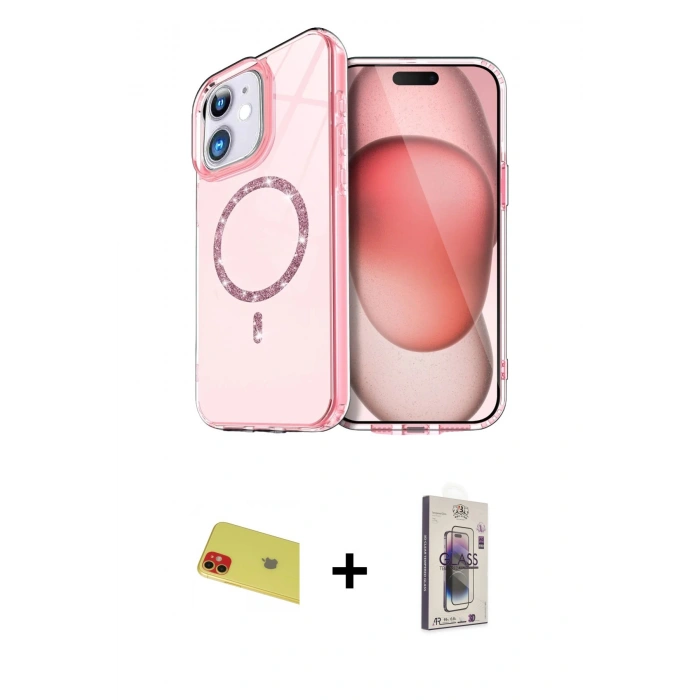 MARSİLYAN™- iPhone 11 Kılıf Kıvılcım Form Prime - Siyah Bilvis 3D Cam Ekran Koruyucu + Rainbow Kamera Lens Koruma Cam - KI