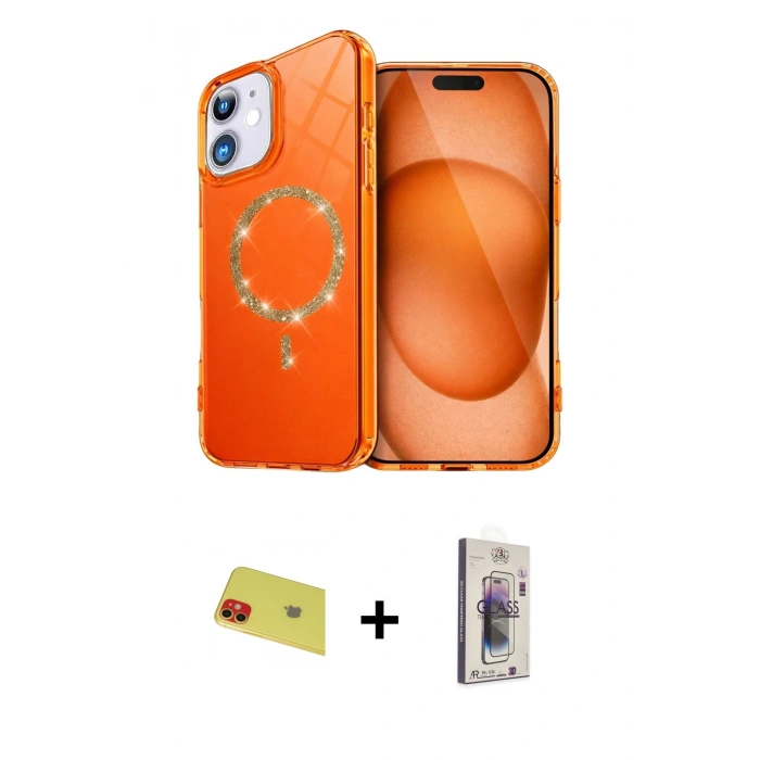 MARSİLYAN™- iPhone 11 Kılıf Kıvılcım Form Prime - Siyah Bilvis 3D Cam Ekran Koruyucu + Rainbow Kamera Lens Koruma Cam - KI
