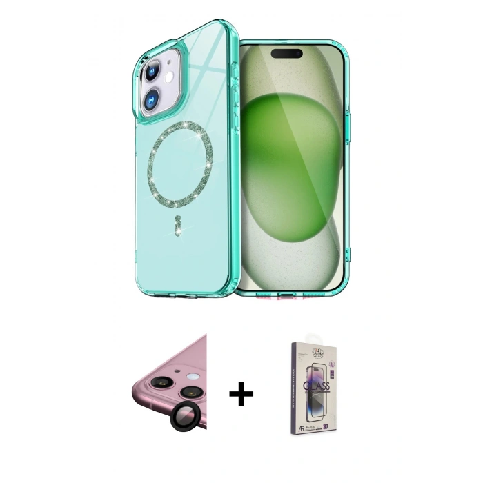 MARSİLYAN™- iPhone 11 Kılıf Kıvılcım Form Prime - Siyah Bilvis 3D Cam Ekran Koruyucu + Raze Metal Kamera Lens - SH