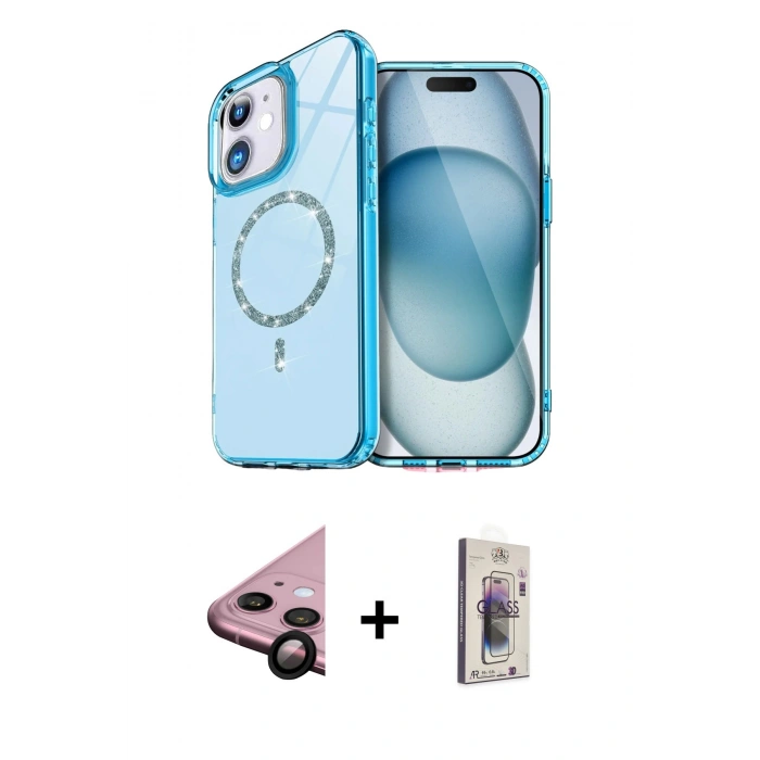 MARSİLYAN™- iPhone 11 Kılıf Kıvılcım Form Prime - Siyah Bilvis 3D Cam Ekran Koruyucu + Raze Metal Kamera Lens - SH