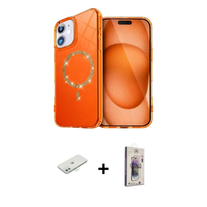 MARSİLYAN™- iPhone 11 Kılıf Kıvılcım Form Prime - Siyah Bilvis 3D Cam Ekran Koruyucu + Renkli Kamera Lens Koruma Cam - SI