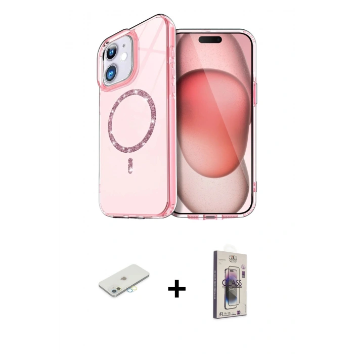 MARSİLYAN™- iPhone 11 Kılıf Kıvılcım Form Prime - Siyah Bilvis 3D Cam Ekran Koruyucu + Renkli Kamera Lens Koruma Cam - SI