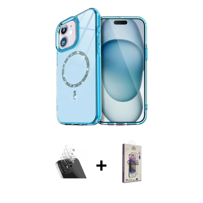 MARSİLYAN™- iPhone 11 Kılıf Kıvılcım Form Prime - Siyah Bilvis 3D Cam Ekran Koruyucu + Kamera Lens Koruma Cam - SF