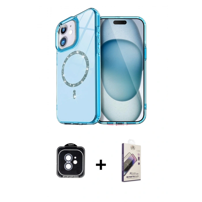MARSİLYAN™- iPhone 11 Kılıf Kıvılcım Form Prime - Siyah Bilvis 3D Mat Cam Ekran Koruyucu + PVD Metal Kamera Lens - MI