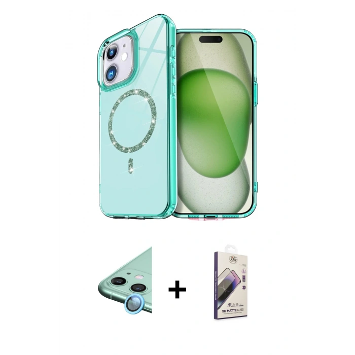 MARSİLYAN™- iPhone 11 Kılıf Kıvılcım Form Prime - Siyah Bilvis 3D Mat Cam Ekran Koruyucu + Raze Metal Kamera Lens - MI