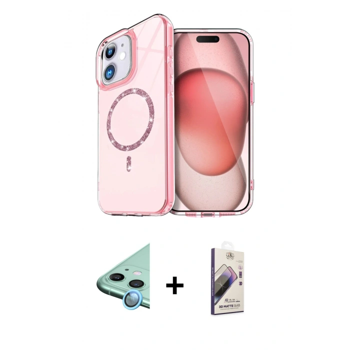 MARSİLYAN™- iPhone 11 Kılıf Kıvılcım Form Prime - Siyah Bilvis 3D Mat Cam Ekran Koruyucu + Raze Metal Kamera Lens - MI