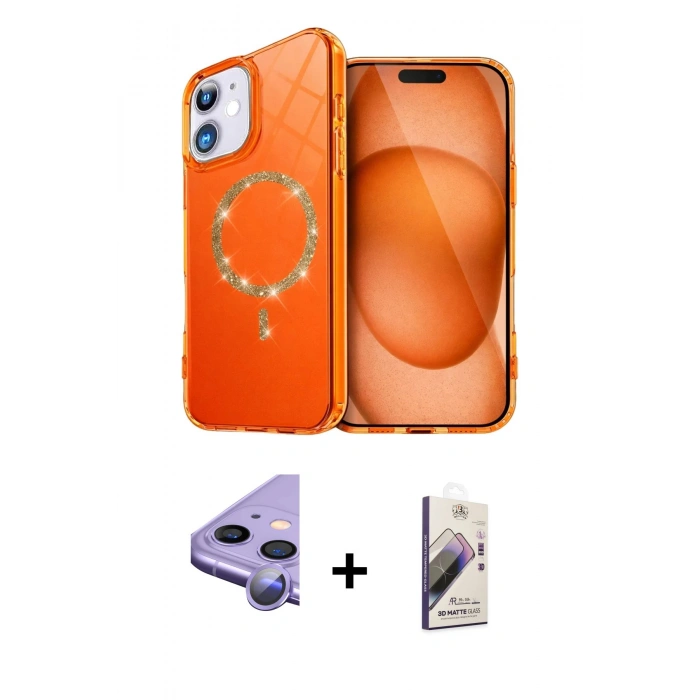 MARSİLYAN™- iPhone 11 Kılıf Kıvılcım Form Prime - Siyah Bilvis 3D Mat Cam Ekran Koruyucu + Raze Metal Kamera Lens - MR