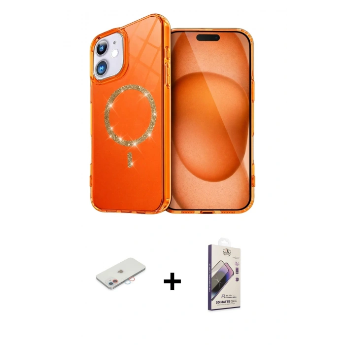 MARSİLYAN™- iPhone 11 Kılıf Kıvılcım Form Prime - Siyah Bilvis 3D Mat Cam Ekran Koruyucu + Renkli Kamera Lens Koruma Cam - PE
