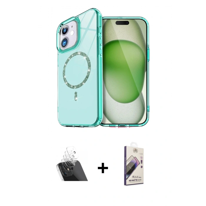 MARSİLYAN™- iPhone 11 Kılıf Kıvılcım Form Prime - Siyah Bilvis 3D Mat Cam Ekran Koruyucu + Kamera Lens Koruma Cam - SF