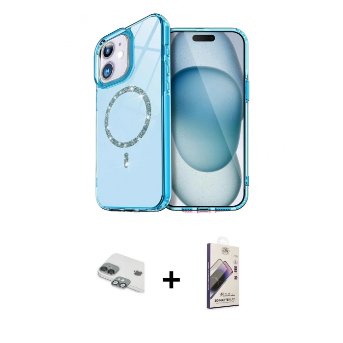 MARSİLYAN™- iPhone 11 Kılıf Kıvılcım Form Prime - Siyah Bilvis 3D Mat Cam Ekran Koruyucu + Yeşil Pers Alüminyum Kamera Lens