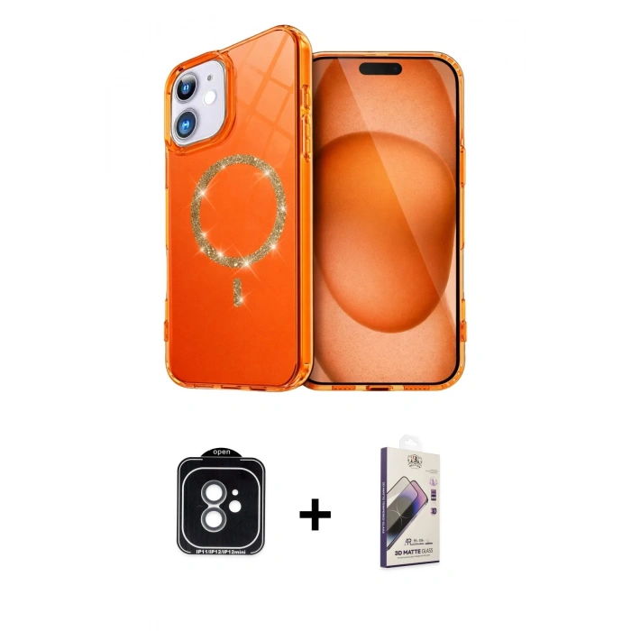 MARSİLYAN™- iPhone 11 Kılıf Kıvılcım Form Prime - Siyah Bilvis 3D Mat Cam Ekran Koruyucu + PVD Metal Kamera Lens - YL