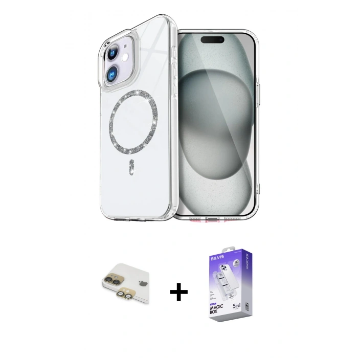 MARSİLYAN™- iPhone 11 Kılıf Kıvılcım Form Prime - Siyah Bilvis 5in1 3D Magic Cam Ekran Koruyucu + Pers Alüminyum Kamera Lens - GD