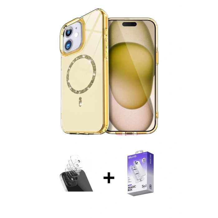 MARSİLYAN™- iPhone 11 Kılıf Kıvılcım Form Prime - Siyah Bilvis 5in1 3D Magic Cam Ekran Koruyucu + Kamera Lens Koruma Cam - SF