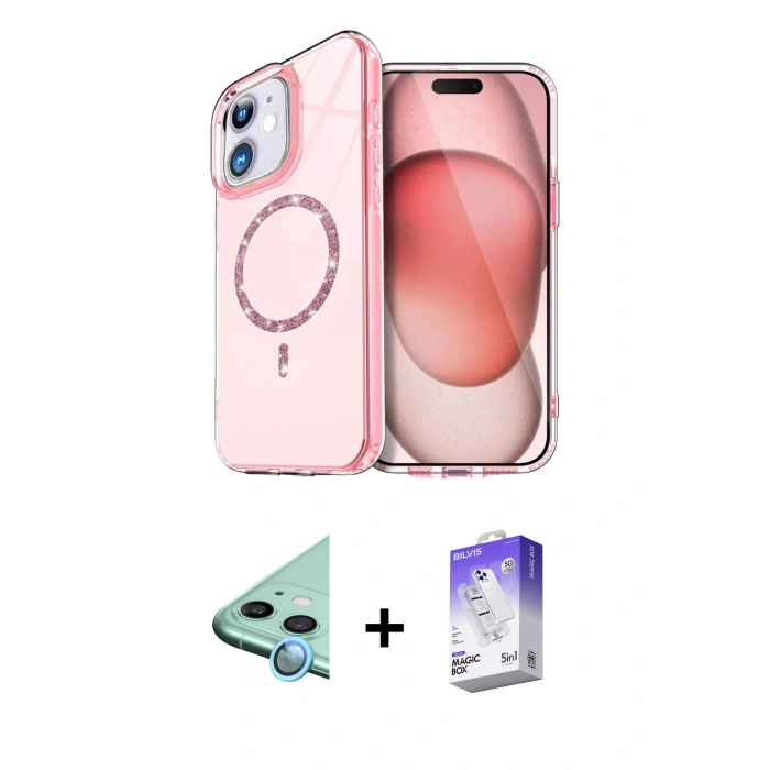 MARSİLYAN™- iPhone 11 Kılıf Kıvılcım Form Prime - Siyah Bilvis 5in1 3D Magic Cam Ekran Koruyucu + Mavi Raze Metal Kamera Lens