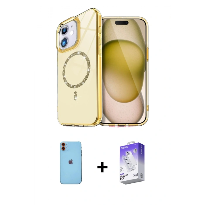 MARSİLYAN™- iPhone 11 Kılıf Kıvılcım Form Prime - Siyah Bilvis 5in1 3D Magic Cam Ekran Koruyucu + Neon Fosforlu Kamera Lens - TU