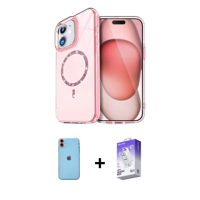 MARSİLYAN™- iPhone 11 Kılıf Kıvılcım Form Prime - Siyah Bilvis 5in1 3D Magic Cam Ekran Koruyucu + Neon Fosforlu Kamera Lens - TU