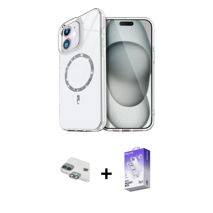 MARSİLYAN™- iPhone 11 Kılıf Kıvılcım Form Prime - Siyah Bilvis 5in1 3D Magic Cam Ekran Koruyucu + Pers Alüminyum Kamera Lens - YL