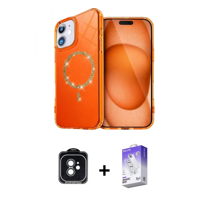 MARSİLYAN™- iPhone 11 Kılıf Kıvılcım Form Prime - Siyah Bilvis 5in1 3D Magic Cam Ekran Koruyucu + PVD Metal Kamera Lens - SH