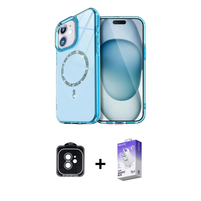 MARSİLYAN™- iPhone 11 Kılıf Kıvılcım Form Prime - Siyah Bilvis 5in1 3D Magic Cam Ekran Koruyucu + PVD Metal Kamera Lens - SH