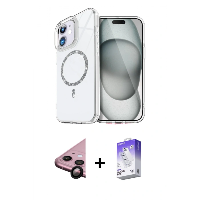 MARSİLYAN™- iPhone 11 Kılıf Kıvılcım Form Prime - Siyah Bilvis 5in1 3D Magic Cam Ekran Koruyucu + Raze Metal Kamera Lens - SH