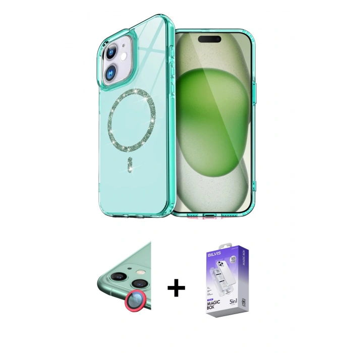 MARSİLYAN™- iPhone 11 Kılıf Kıvılcım Form Prime - Siyah Bilvis 5in1 3D Magic Cam Ekran Koruyucu + Raze Metal Kamera Lens - KI