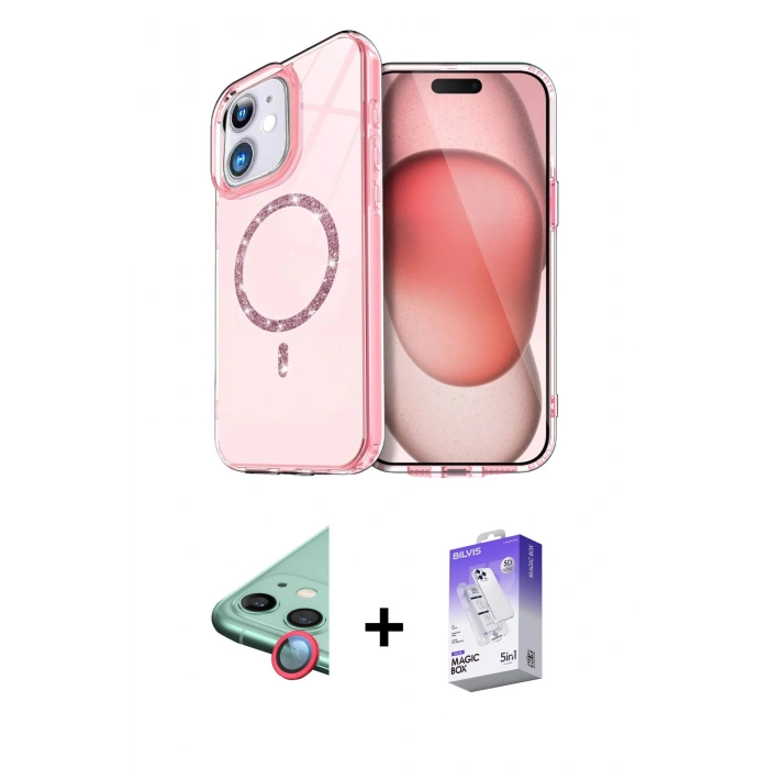 MARSİLYAN™- iPhone 11 Kılıf Kıvılcım Form Prime - Siyah Bilvis 5in1 3D Magic Cam Ekran Koruyucu + Raze Metal Kamera Lens - KI
