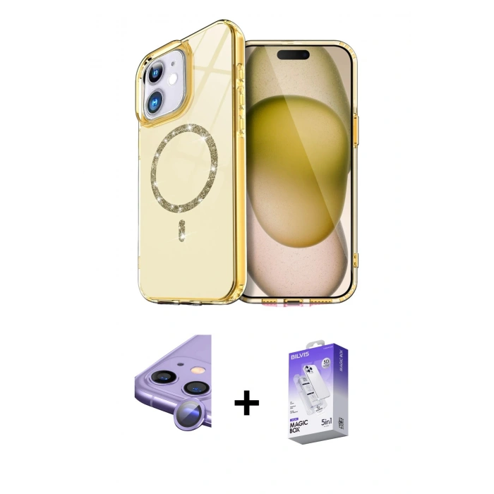 MARSİLYAN™- iPhone 11 Kılıf Kıvılcım Form Prime - Siyah Bilvis 5in1 3D Magic Cam Ekran Koruyucu + Raze Metal Kamera Lens - MR