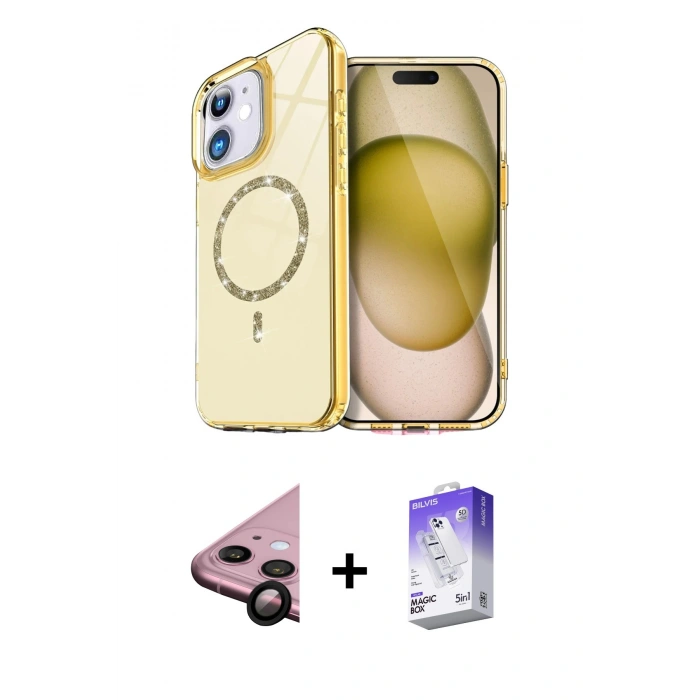 MARSİLYAN™- iPhone 11 Kılıf Kıvılcım Form Prime - Siyah Bilvis 5in1 3D Magic Cam Ekran Koruyucu + Raze Metal Kamera Lens - SH