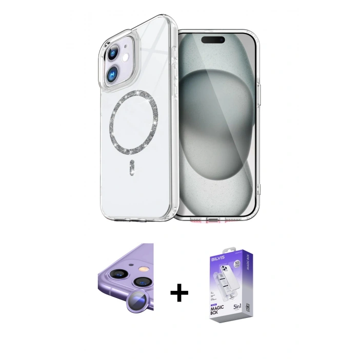 MARSİLYAN™- iPhone 11 Kılıf Kıvılcım Form Prime - Siyah Bilvis 5in1 3D Magic Cam Ekran Koruyucu + Raze Metal Kamera Lens - MR