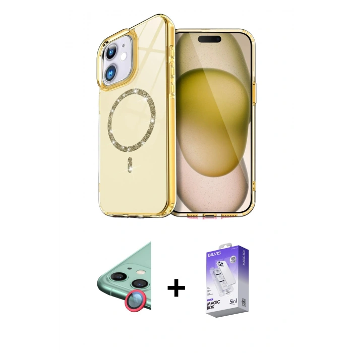 MARSİLYAN™- iPhone 11 Kılıf Kıvılcım Form Prime - Siyah Bilvis 5in1 3D Magic Cam Ekran Koruyucu + Raze Metal Kamera Lens - KI
