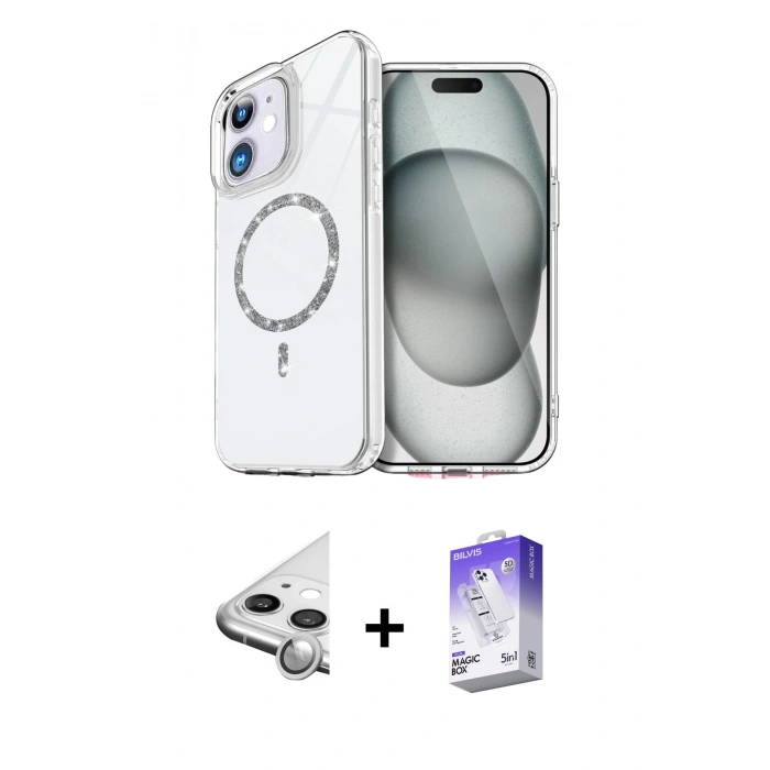 MARSİLYAN™- iPhone 11 Kılıf Kıvılcım Form Prime - Siyah Bilvis 5in1 3D Magic Cam Ekran Koruyucu + Raze Metal Kamera Lens - GS