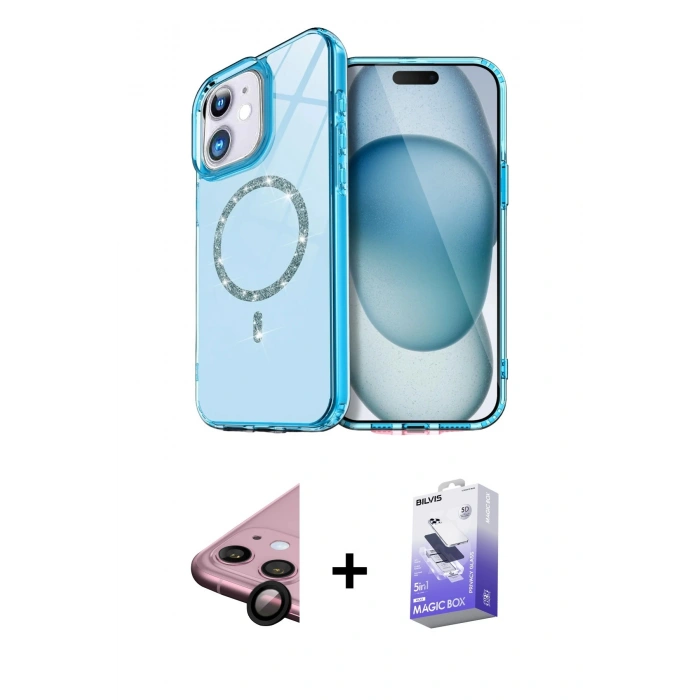 MARSİLYAN™- iPhone 11 Kılıf Kıvılcım Form Prime - Siyah Bilvis 5in1 5D Magic Hayalet Cam Ekran Koruyucu + Raze Metal Kamera Lens - SH