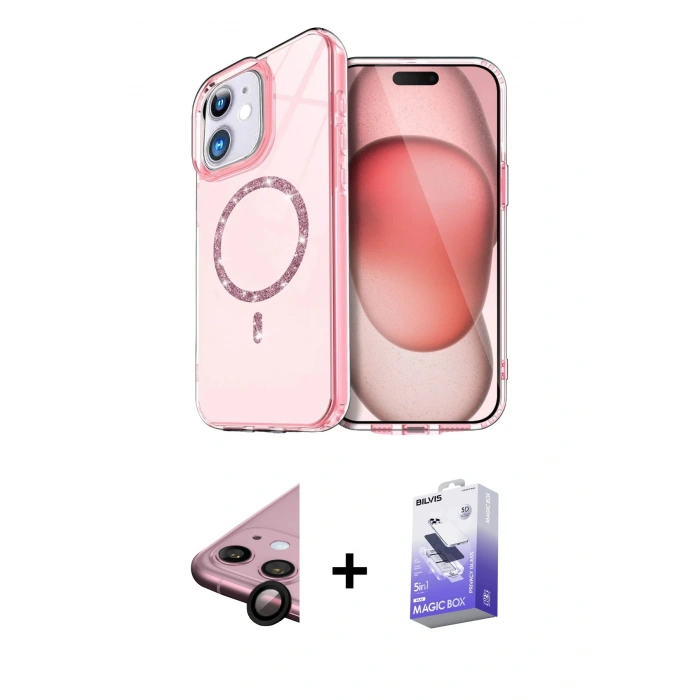 MARSİLYAN™- iPhone 11 Kılıf Kıvılcım Form Prime - Siyah Bilvis 5in1 5D Magic Hayalet Cam Ekran Koruyucu + Raze Metal Kamera Lens - SH