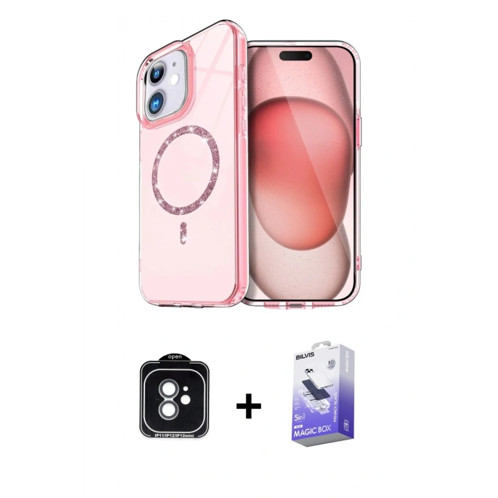 MARSİLYAN™- iPhone 11 Kılıf Kıvılcım Form Prime - Siyah Bilvis 5in1 5D Magic Hayalet Cam Ekran Koruyucu + PVD Metal Kamera Lens - YL