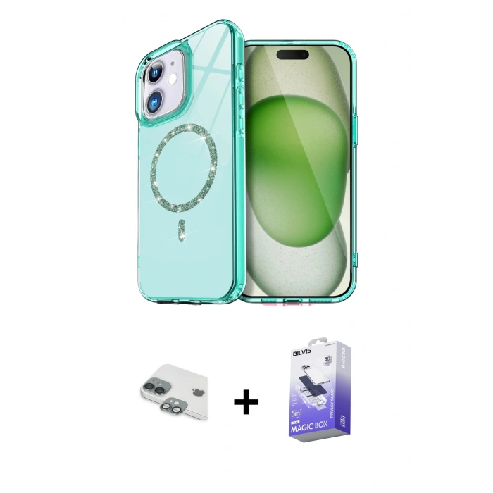 MARSİLYAN™- iPhone 11 Kılıf Kıvılcım Form Prime - Siyah Bilvis 5in1 5D Magic Hayalet Cam Ekran Koruyucu + Pers Alüminyum Kamera Lens - YL