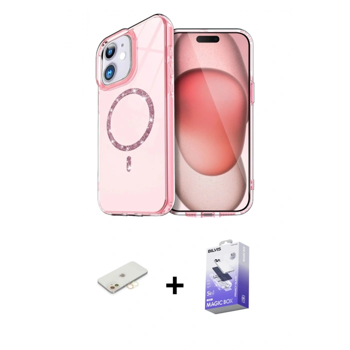 MARSİLYAN™- iPhone 11 Kılıf Kıvılcım Form Prime - Siyah Bilvis 5in1 5D Magic Hayalet Cam Ekran Koruyucu + Renkli Kamera Lens Koruma Cam - SI