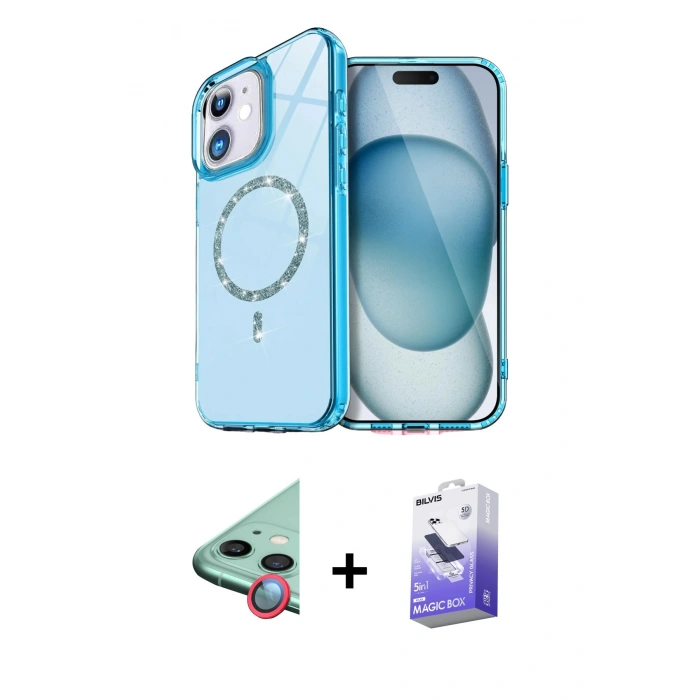 MARSİLYAN™- iPhone 11 Kılıf Kıvılcım Form Prime - Siyah Bilvis 5in1 5D Magic Hayalet Cam Ekran Koruyucu + Raze Metal Kamera Lens - KI