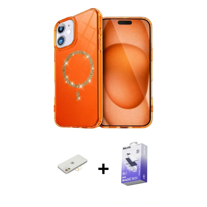 MARSİLYAN™- iPhone 11 Kılıf Kıvılcım Form Prime - Siyah Bilvis 5in1 5D Magic Hayalet Cam Ekran Koruyucu + Renkli Kamera Lens Koruma Cam - SI