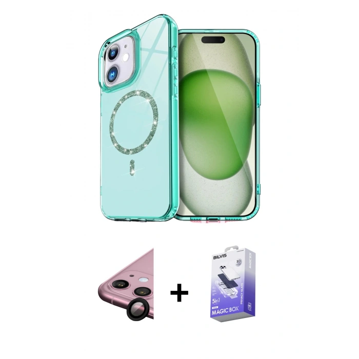 MARSİLYAN™- iPhone 11 Kılıf Kıvılcım Form Prime - Siyah Bilvis 5in1 5D Magic Hayalet Cam Ekran Koruyucu + Raze Metal Kamera Lens - SH