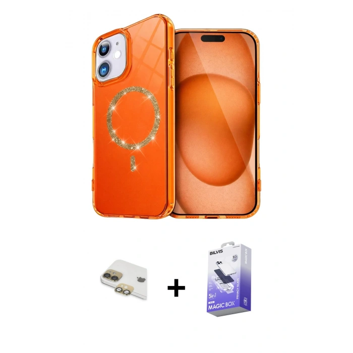 MARSİLYAN™- iPhone 11 Kılıf Kıvılcım Form Prime - Siyah Bilvis 5in1 5D Magic Hayalet Cam Ekran Koruyucu + Pers Alüminyum Kamera Lens - GD