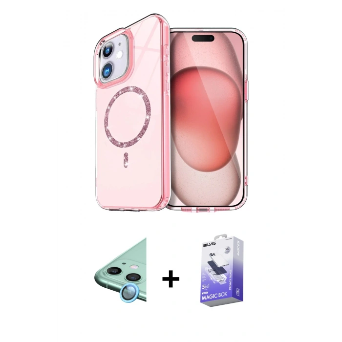 MARSİLYAN™- iPhone 11 Kılıf Kıvılcım Form Prime - Siyah Bilvis 5in1 5D Magic Hayalet Cam Ekran Koruyucu + Mavi Raze Metal Kamera Lens