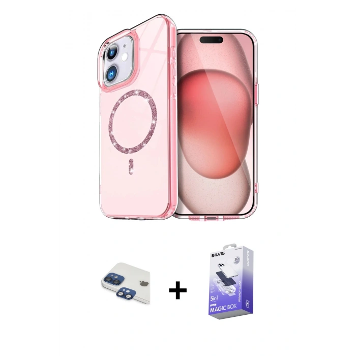 MARSİLYAN™- iPhone 11 Kılıf Kıvılcım Form Prime - Siyah Bilvis 5in1 5D Magic Hayalet Cam Ekran Koruyucu + Pers Alüminyum Kamera Lens - LT