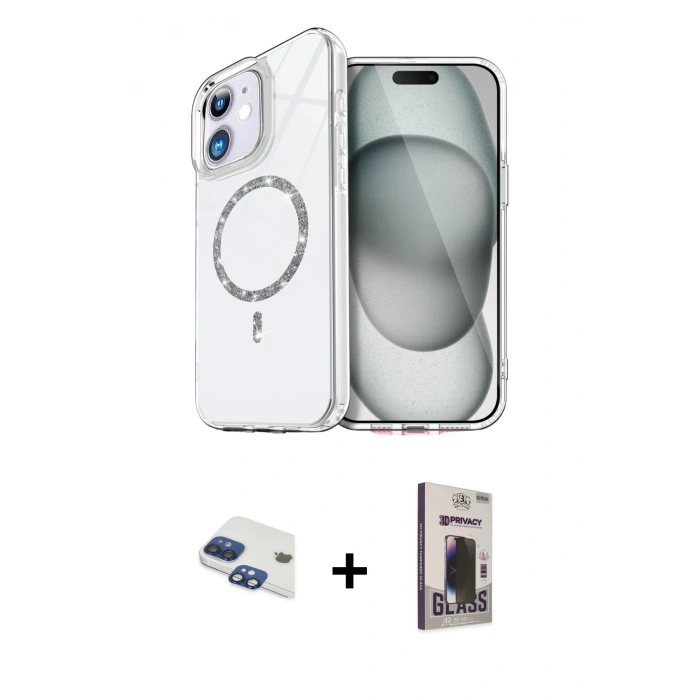 MARSİLYAN™- iPhone 11 Kılıf Kıvılcım Form Prime - Siyah Bilvis Hayalet Cam Ekran Koruyucu + Pers Alüminyum Kamera Lens - LT