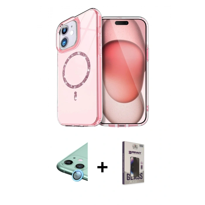 MARSİLYAN™- iPhone 11 Kılıf Kıvılcım Form Prime - Siyah Bilvis Hayalet Cam Ekran Koruyucu + Raze Metal Kamera Lens - MI