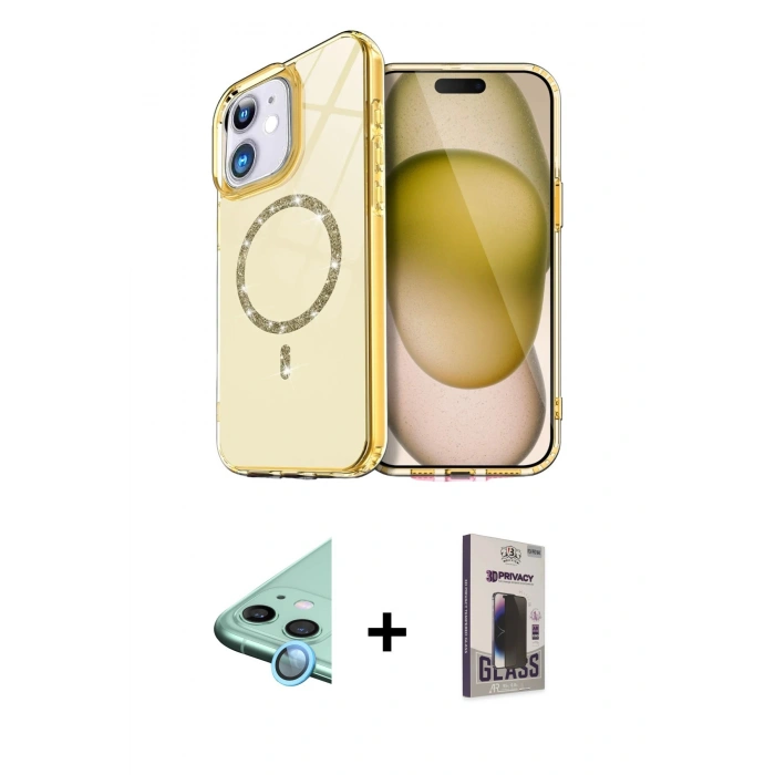 MARSİLYAN™- iPhone 11 Kılıf Kıvılcım Form Prime - Siyah Bilvis Hayalet Cam Ekran Koruyucu + Raze Metal Kamera Lens - MI