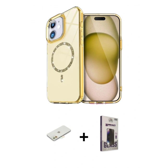 MARSİLYAN™- iPhone 11 Kılıf Kıvılcım Form Prime - Siyah Bilvis Hayalet Cam Ekran Koruyucu + Renkli Kamera Lens Koruma Cam - TU