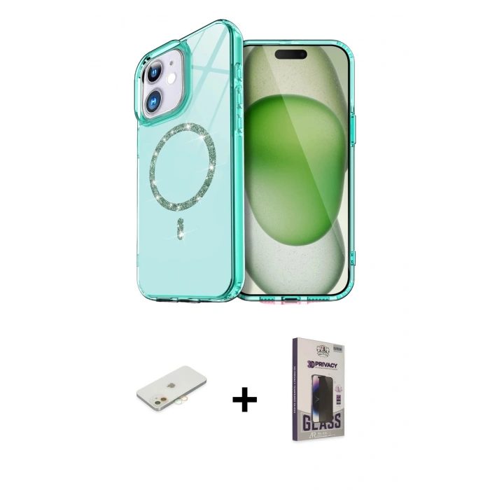 MARSİLYAN™- iPhone 11 Kılıf Kıvılcım Form Prime - Siyah Bilvis Hayalet Cam Ekran Koruyucu + Renkli Kamera Lens Koruma Cam - TU