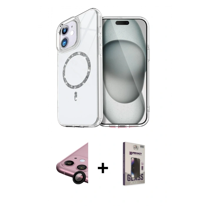 MARSİLYAN™- iPhone 11 Kılıf Kıvılcım Form Prime - Siyah Bilvis Hayalet Cam Ekran Koruyucu + Raze Metal Kamera Lens - SH